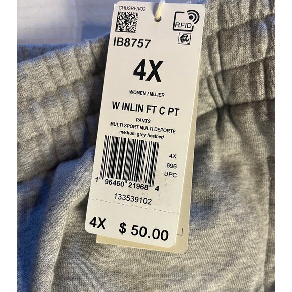 NWT-Adidas Womens Slim Fit Joggers 4X Grey 100% cotton Pants with pockets - Picture 5 of 16